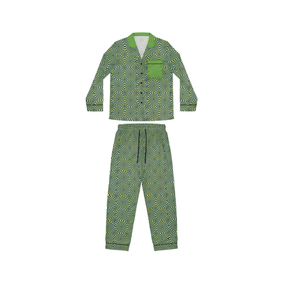 Green Swirl Satin Pajama Set — Women's Luxe Sleepwear
