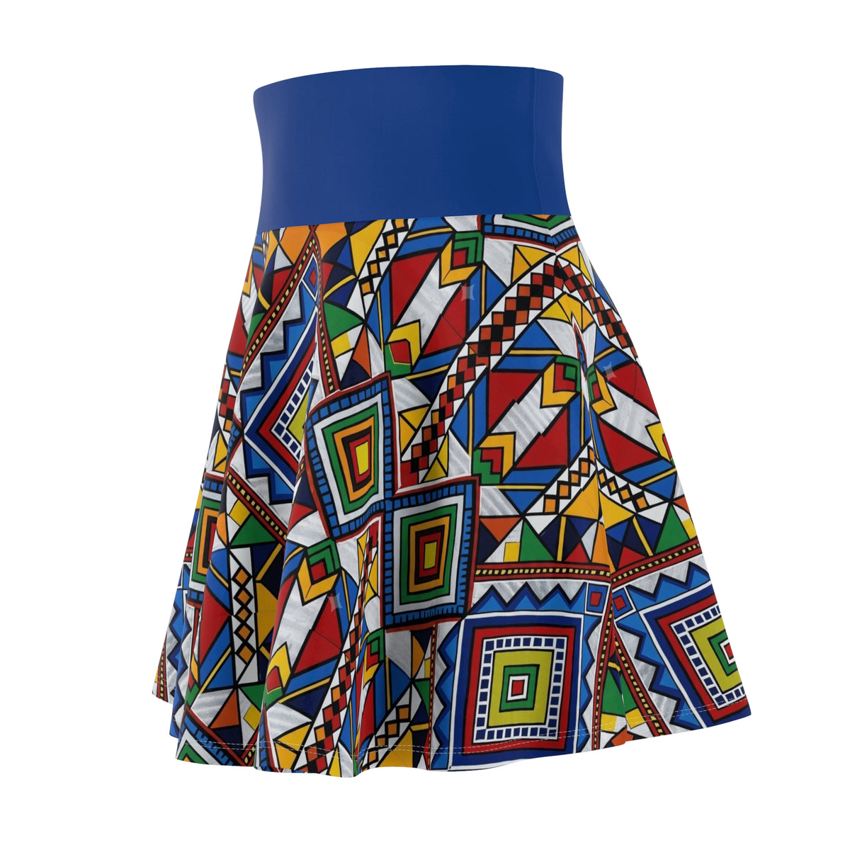 Colorful Tribal Geometric Skater Skirt — Bold Aztec Print