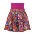 Paisley Floral Skater Skirt — Vibrant Boho Print with Magenta Waistband