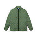 Women’s Puffer Jacket — Olive Green Spiral Floral All-Over Print