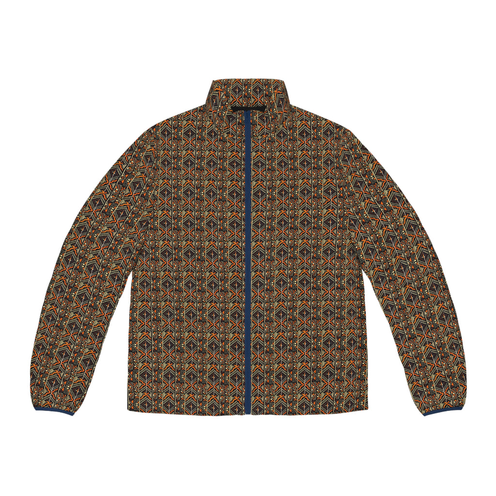 Men's All-Over-Print Puffer Jacket — Vintage Geometric Pattern