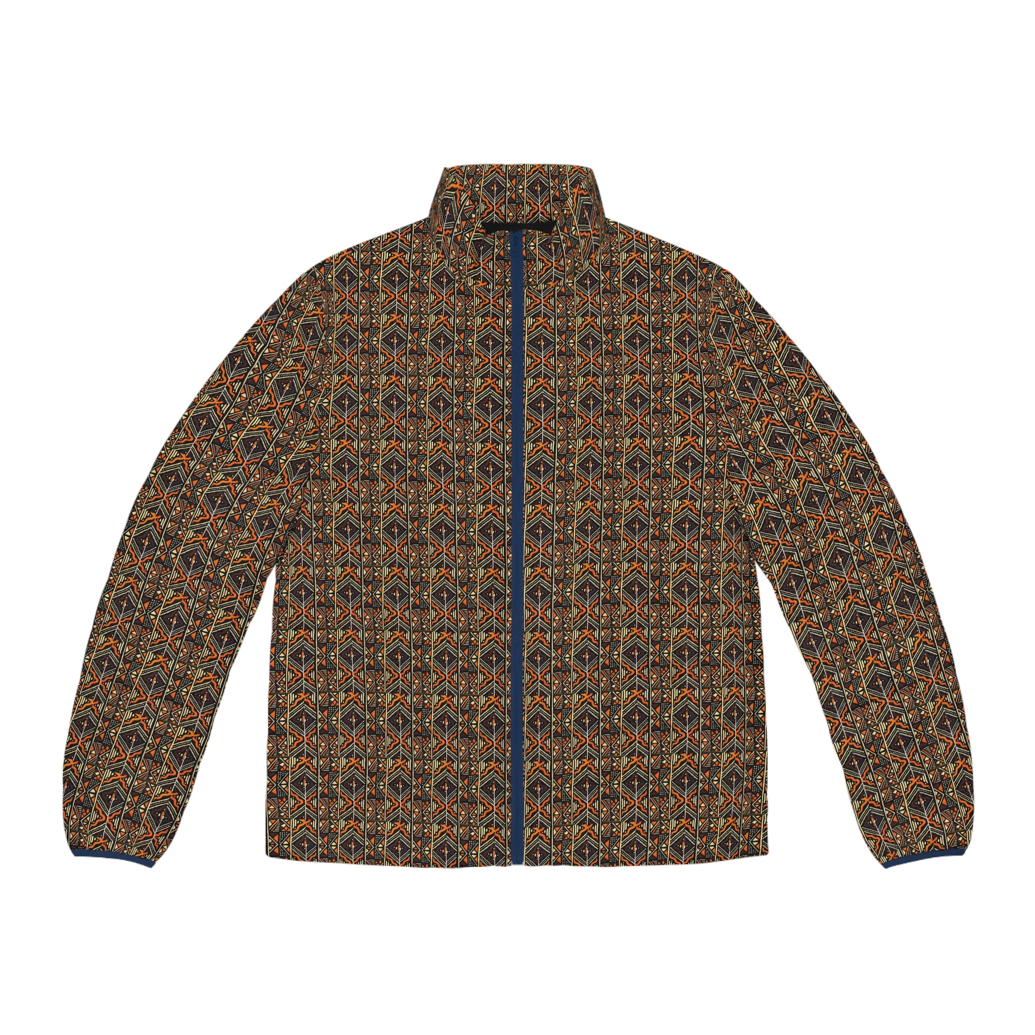 Men's All-Over-Print Puffer Jacket — Vintage Geometric Pattern