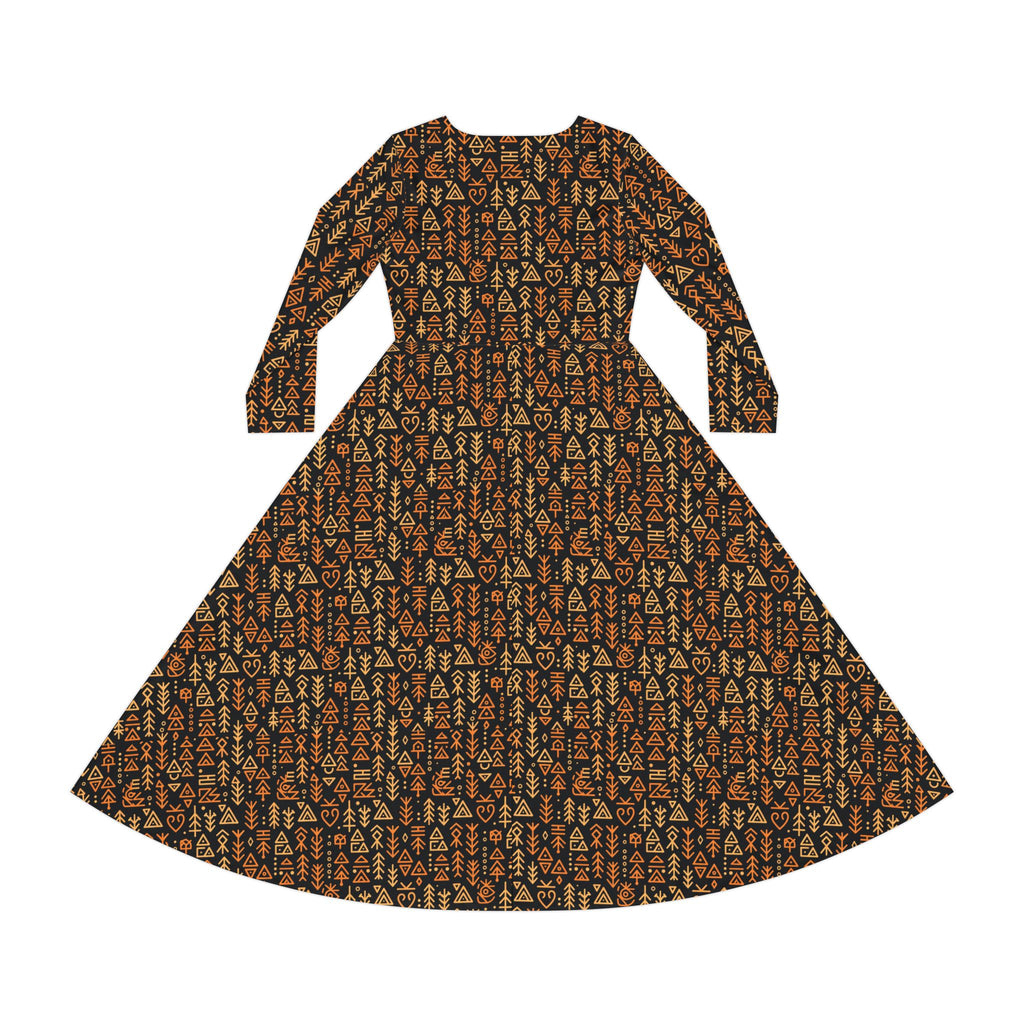 Autumn Forest Floral Long-Sleeve Dance Dress
