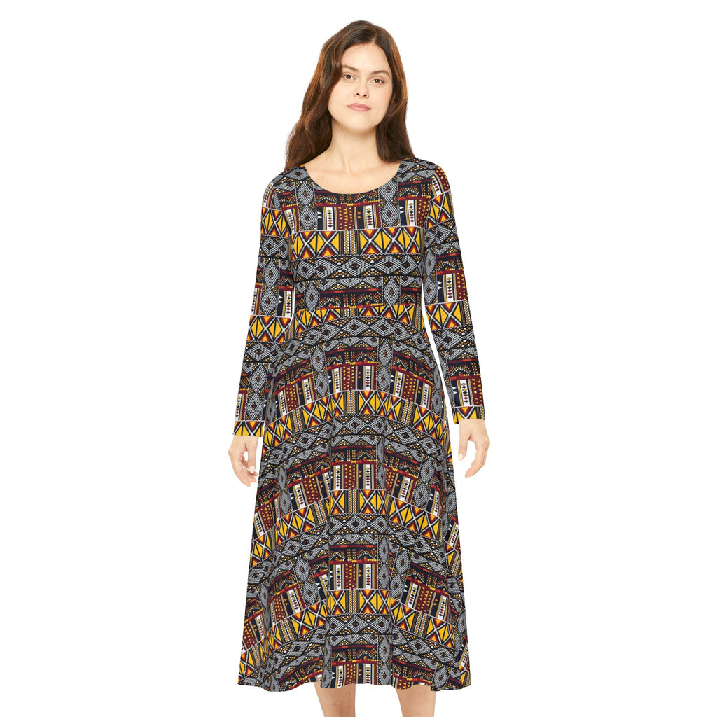 Aztec Pattern Long-Sleeve Dance Dress