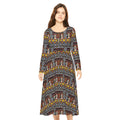 Aztec Pattern Long-Sleeve Dance Dress