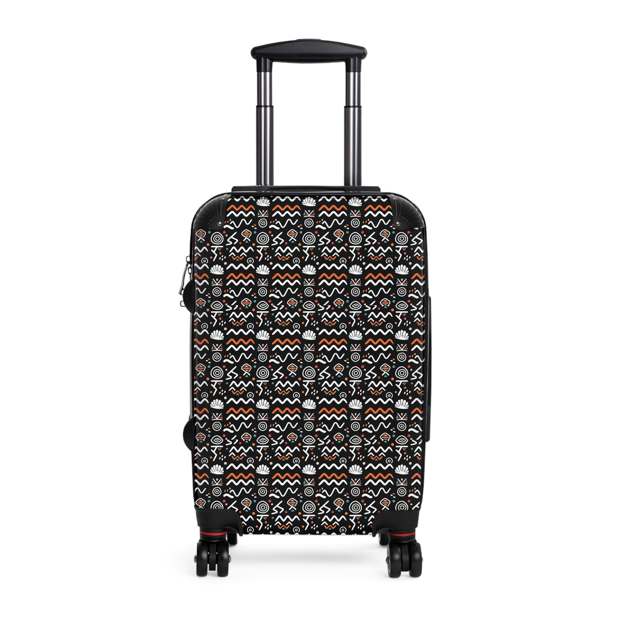 Hardside Carry-On Suitcase — Black Tribal Geometric Pattern