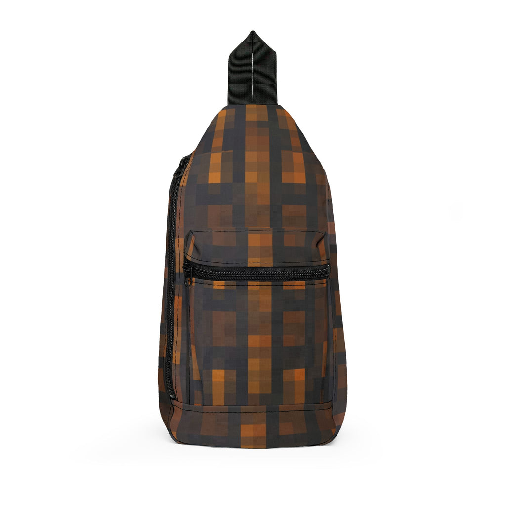 Plaid Sling Bag – Brown Geometric Crossbody for Everyday Travel