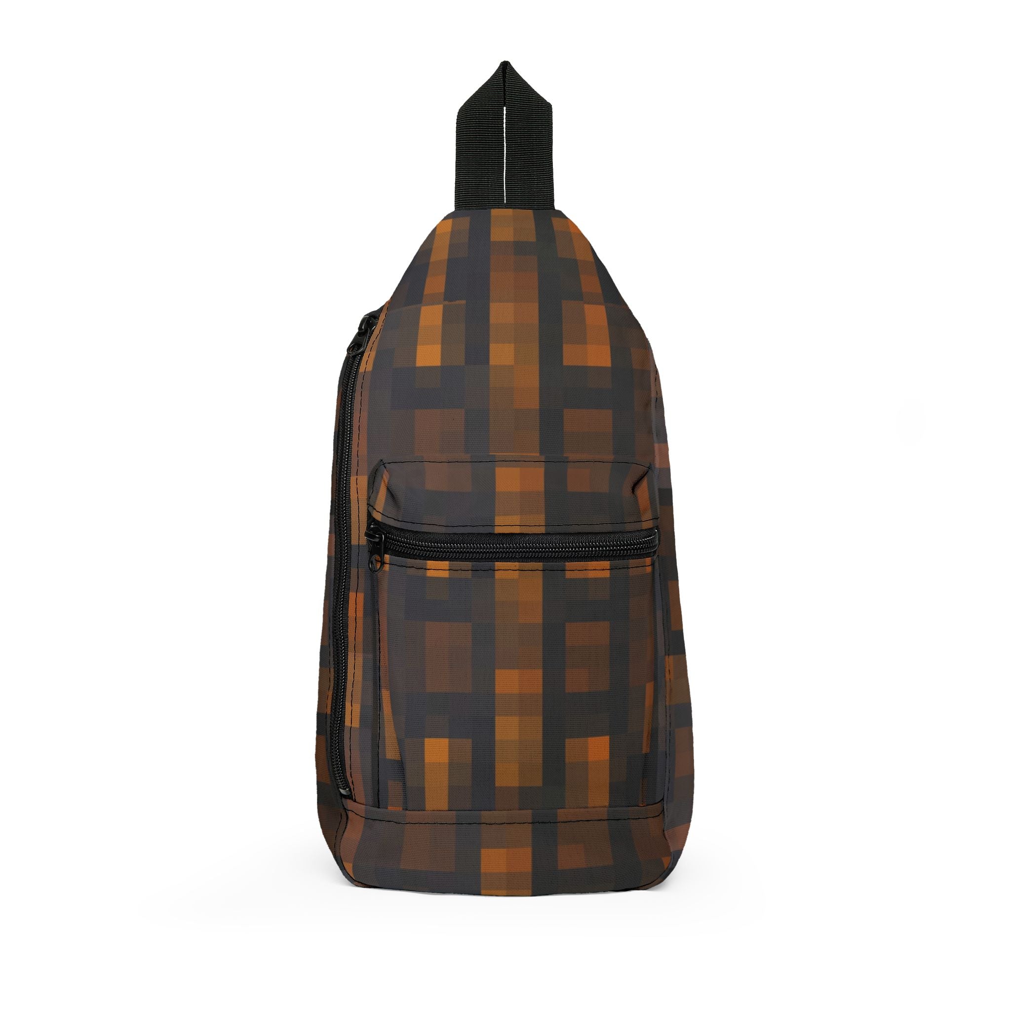 Plaid Sling Bag – Brown Geometric Crossbody for Everyday Travel