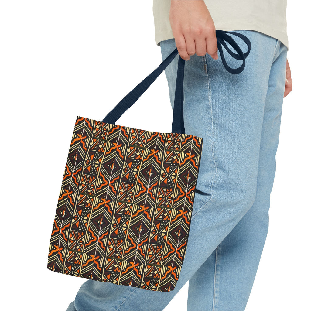 Tribal Geometric Tote Bag – Earthy Aztec Pattern All-Over Print