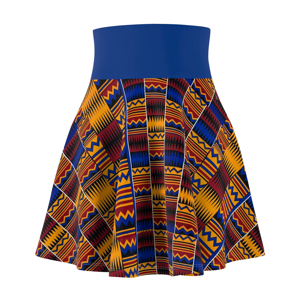 African Kente Print Skater Skirt — Bold Tribal Pattern Summer Circle Skirt