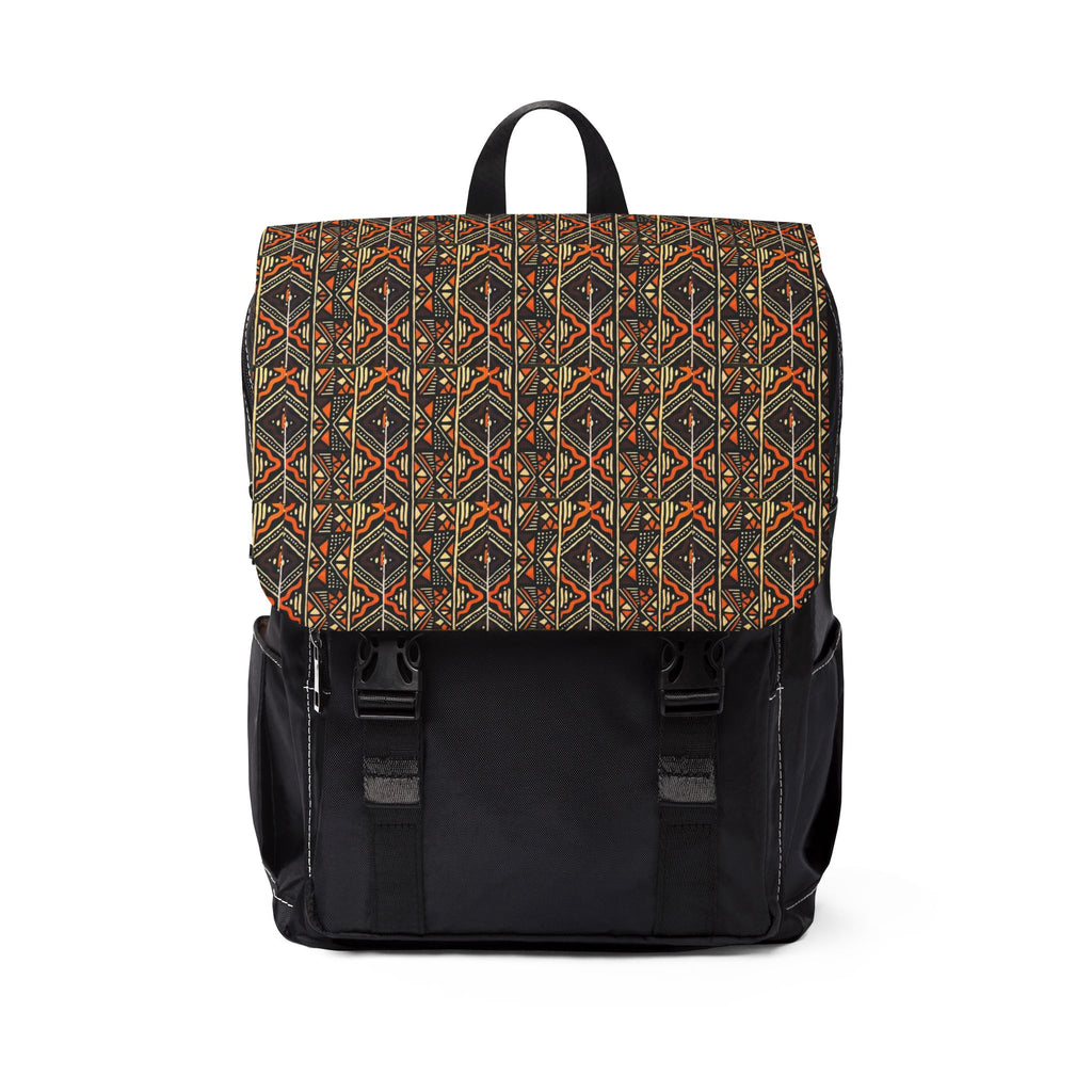 Ethnic Geometric Canvas Backpack — Boho Casual Shoulder Bag