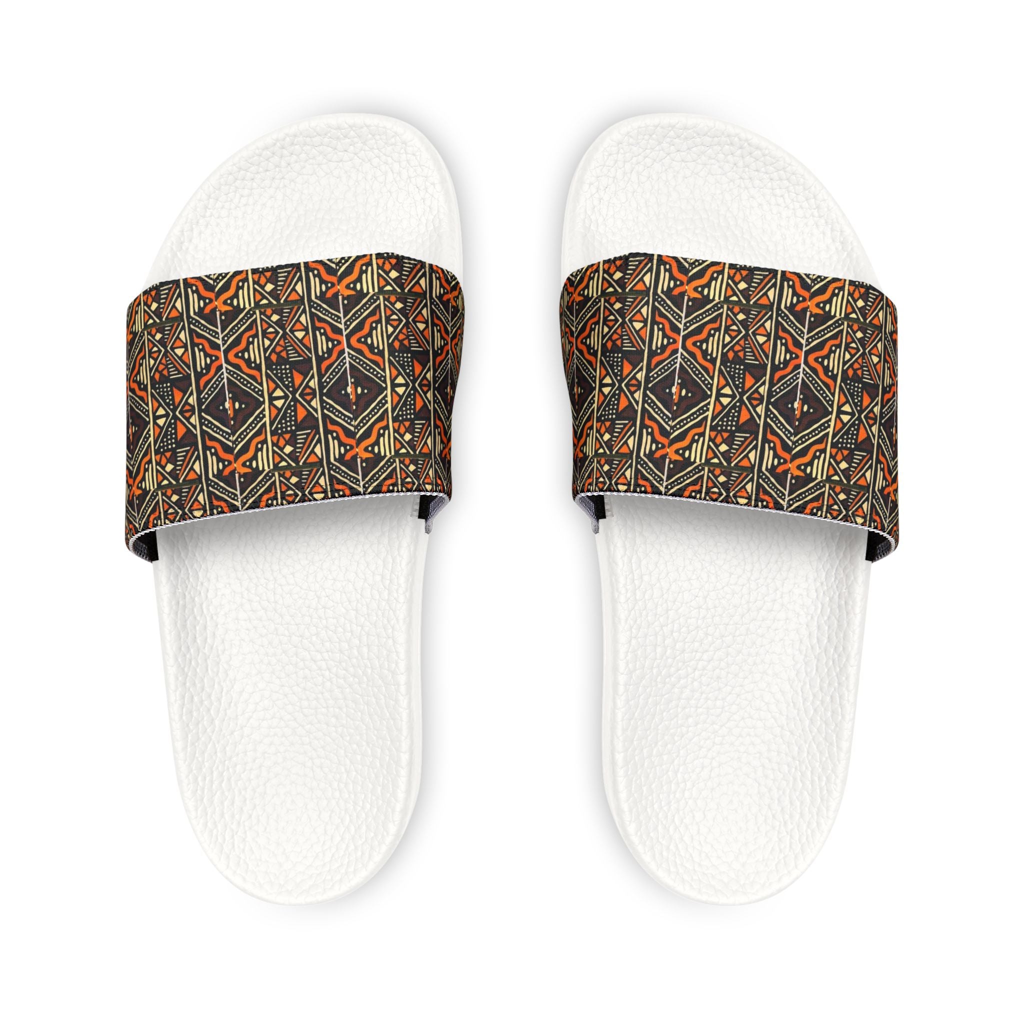 Men's Slide Sandals — Tribal Geometric Pattern Removable Strap