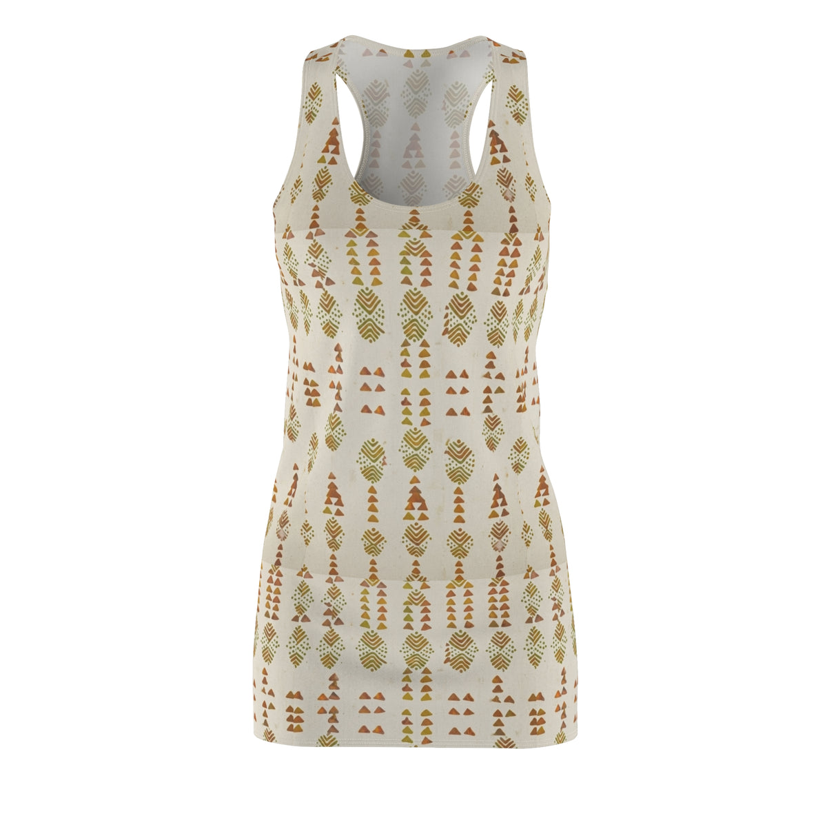 Boho Leaf Pattern Racerback Dress — Earthy Tribal AOP Sundress