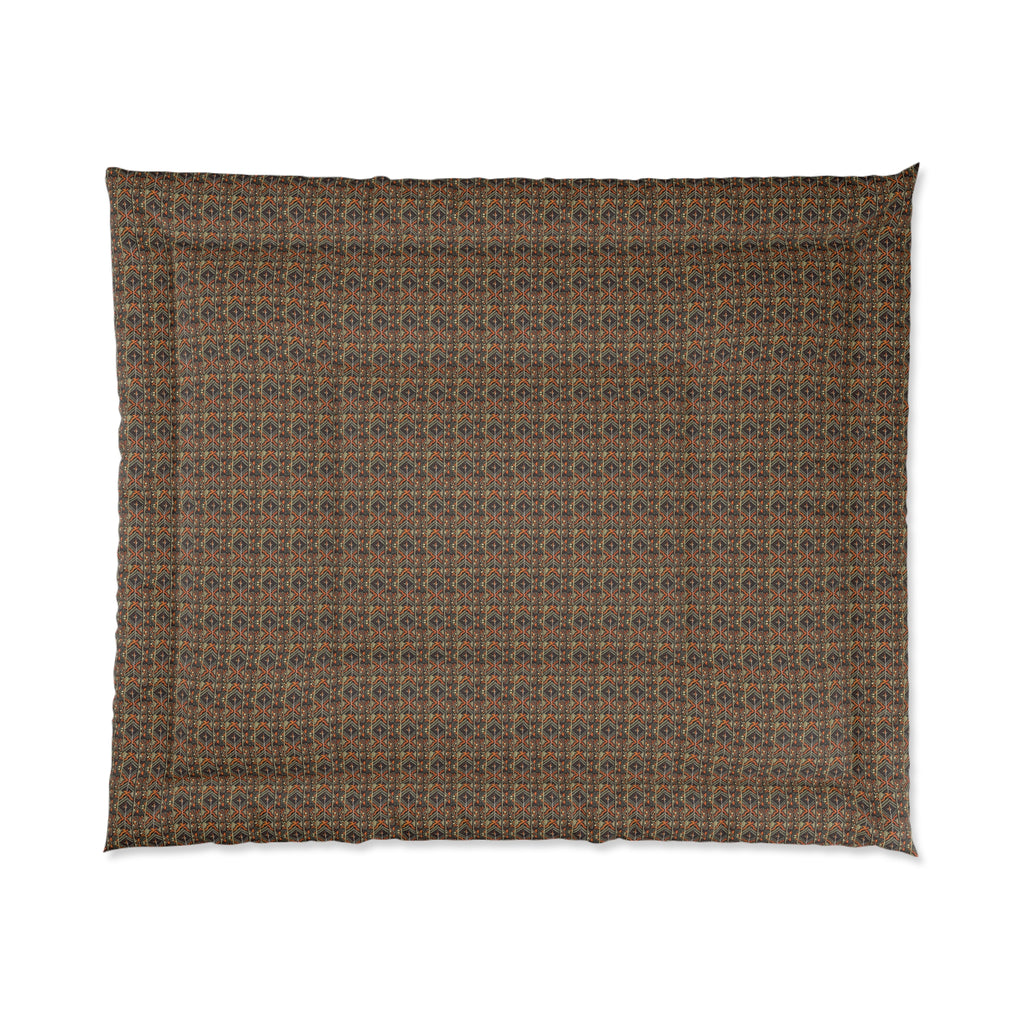 Comforter - Rustic Brown Geometric Quilt-Style Comforter for Cozy Bedroom Decor