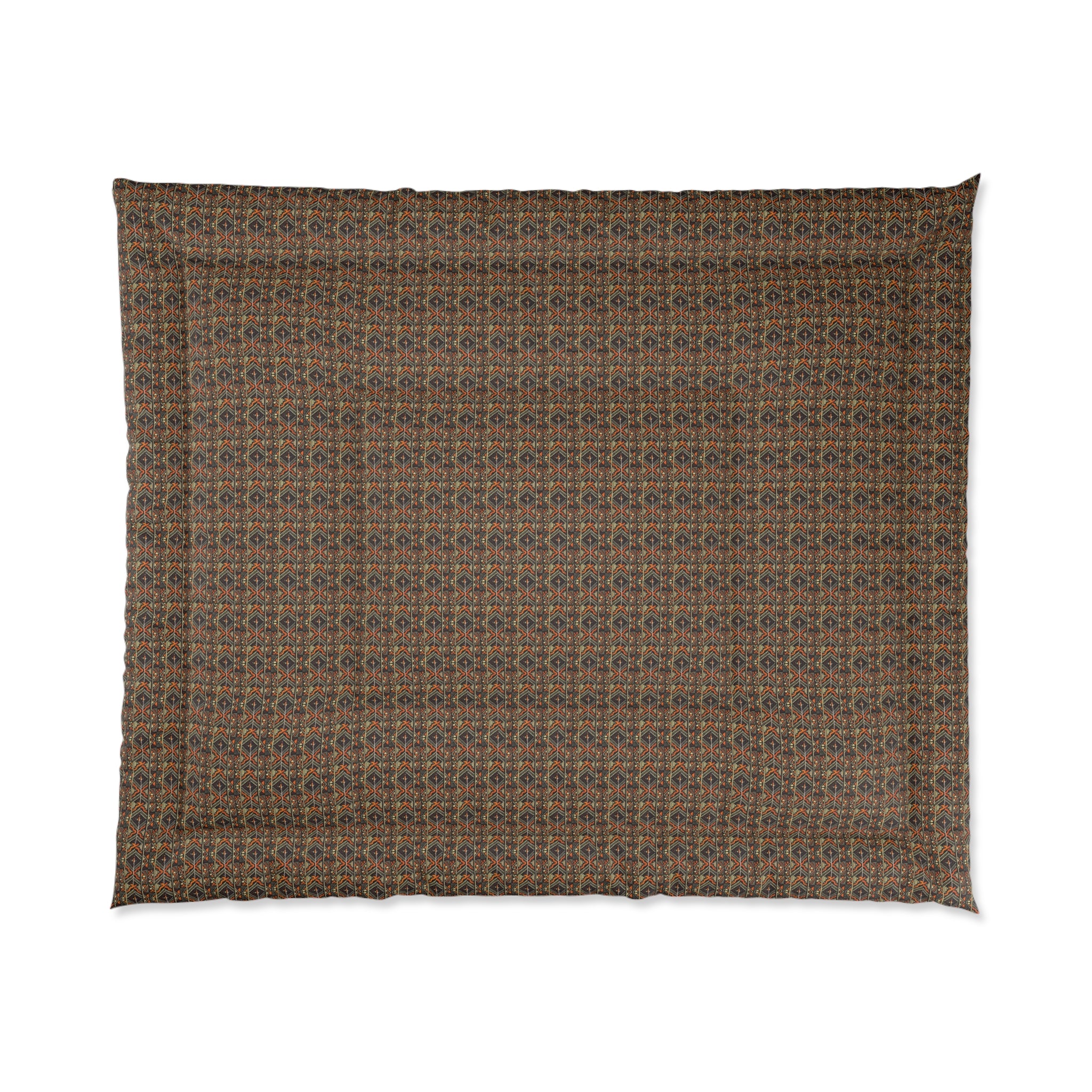Comforter - Rustic Brown Geometric Quilt-Style Comforter for Cozy Bedroom Decor
