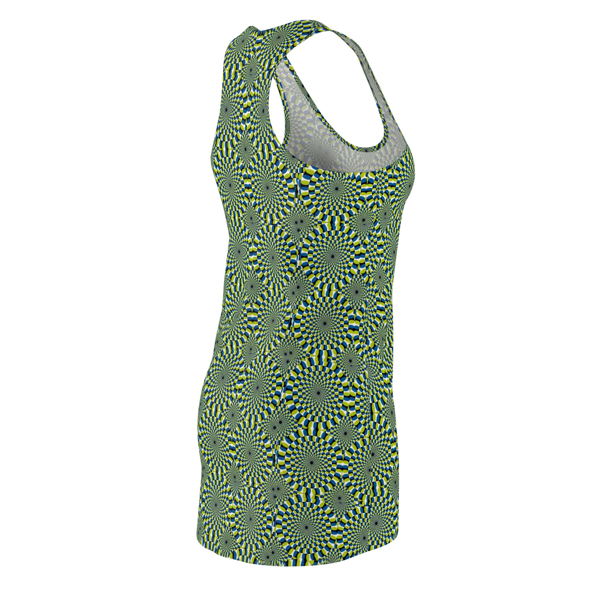 Green Geometric Racerback Dress — Optical Kaleidoscope Print