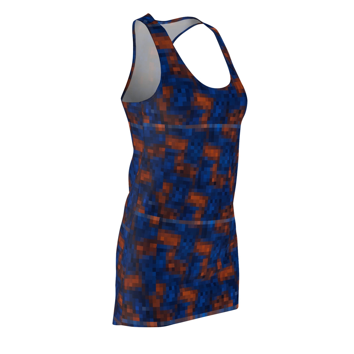 Racerback Dress - Blue & Rust Pixel Mosaic All-Over Print