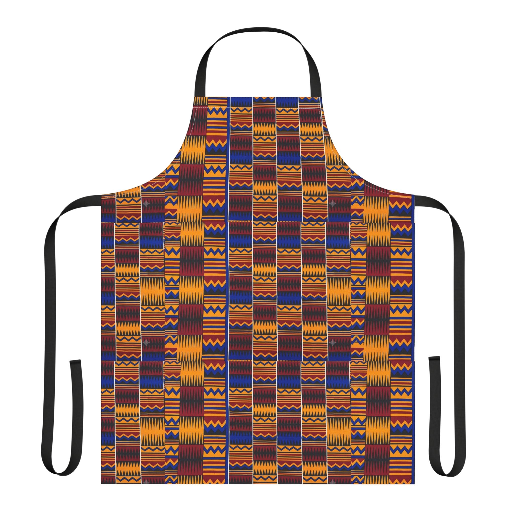 Kente Print Kitchen Apron — African Pattern Chef Apron for Cooking & BBQ