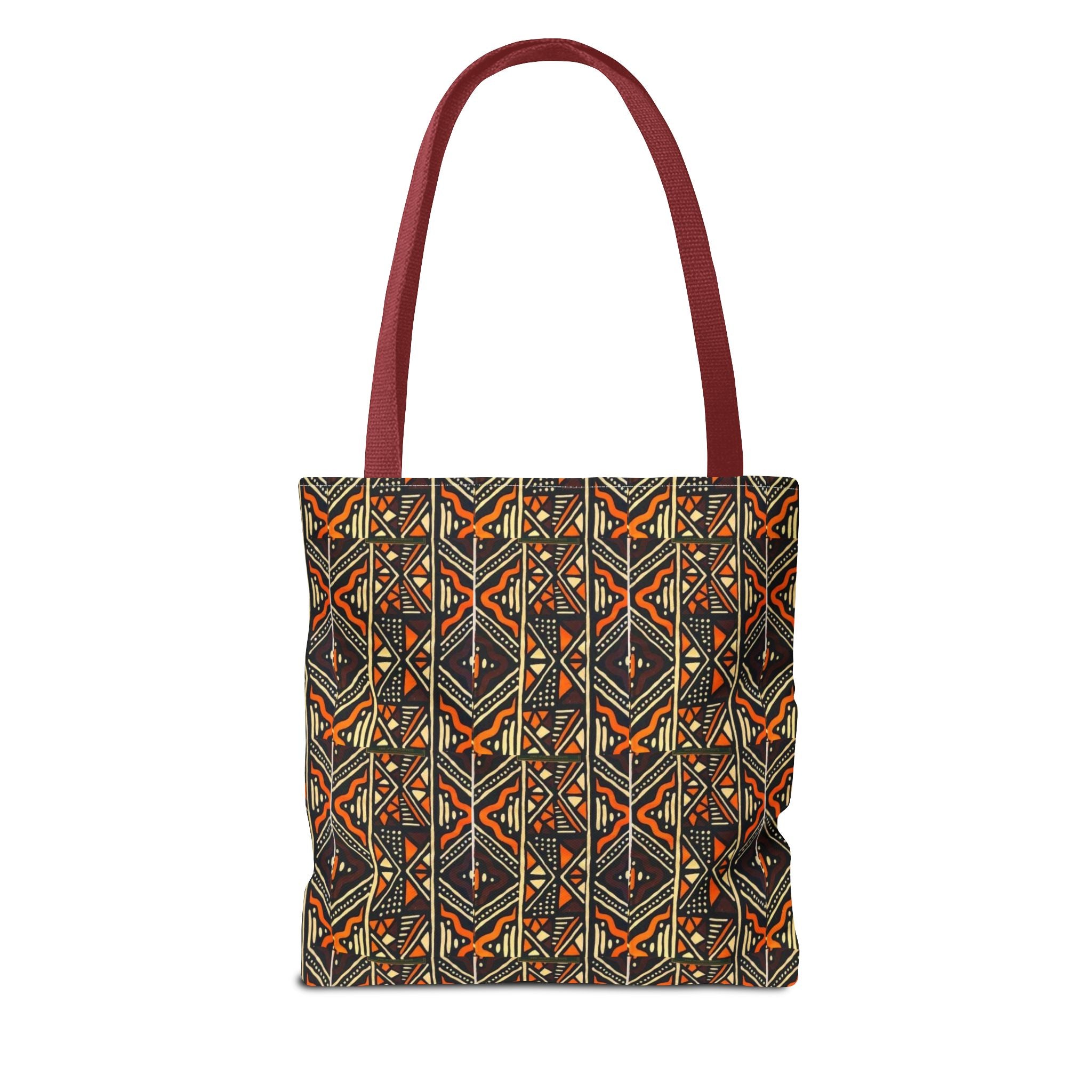 Tribal Geometric Tote Bag – Earthy Aztec Pattern All-Over Print
