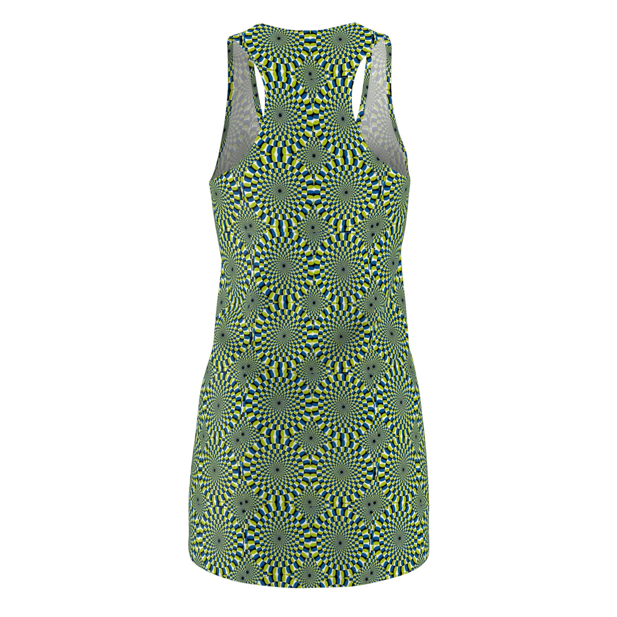 Green Geometric Racerback Dress — Optical Kaleidoscope Print