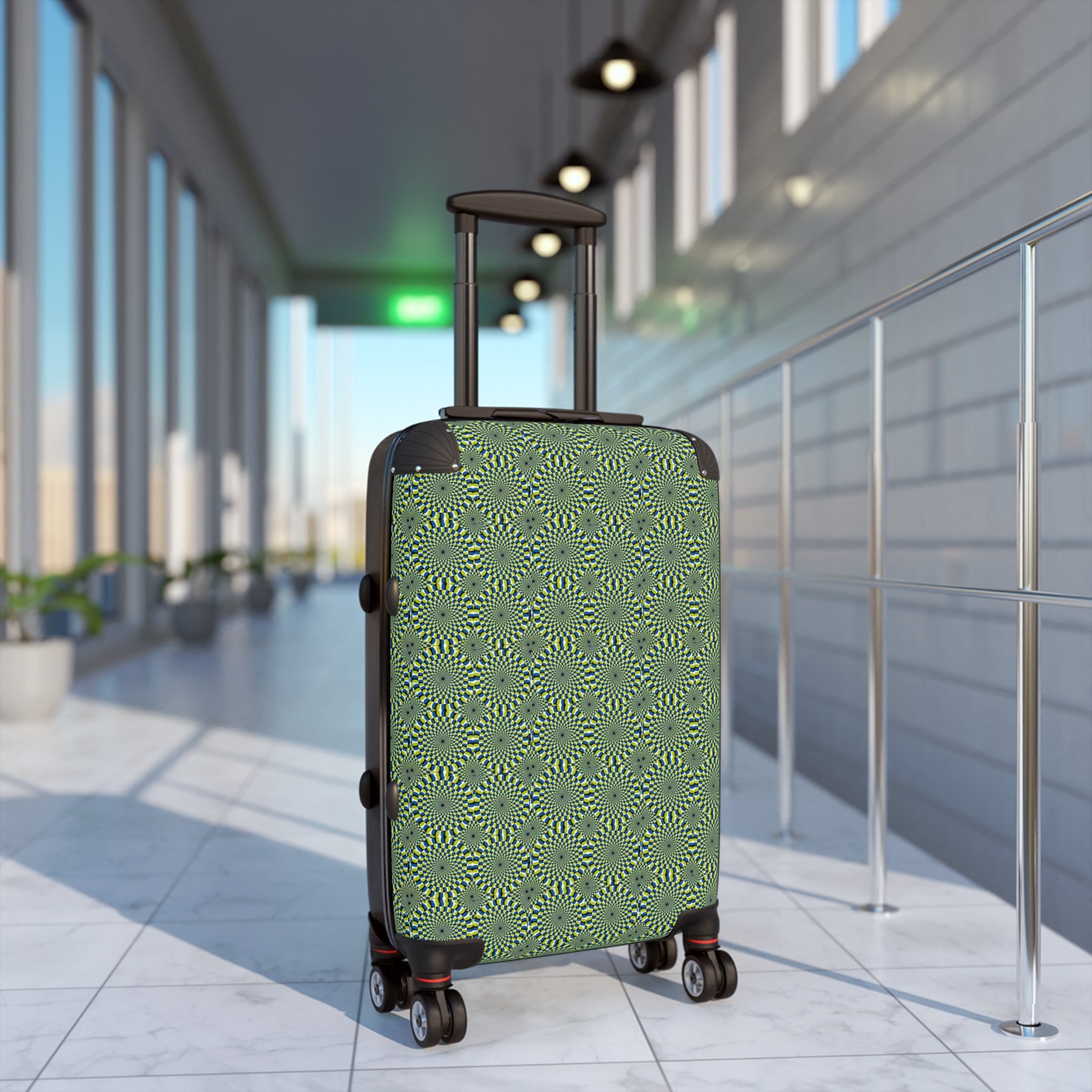 Green Geometric Kaleidoscope Carry-On Suitcase