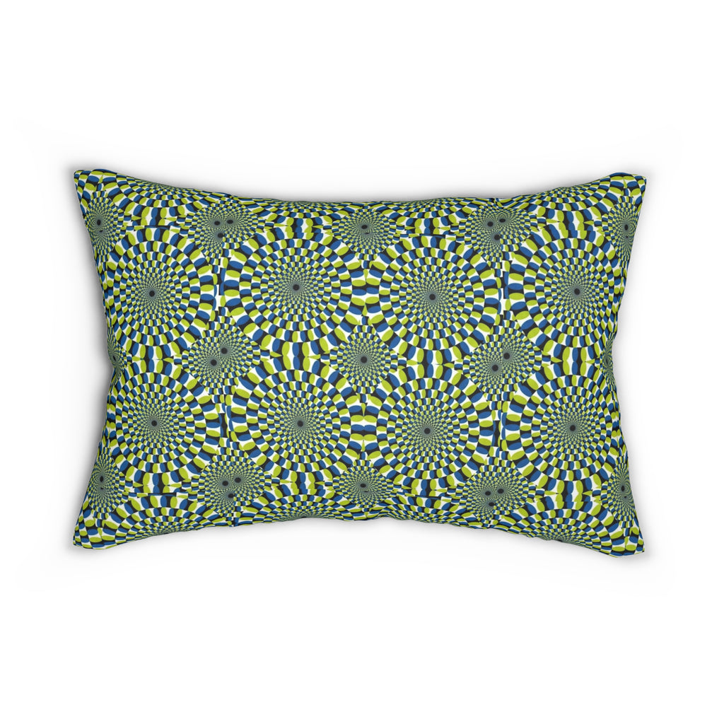 Lumbar Pillow — Green Optical Illusion Geometric Pattern
