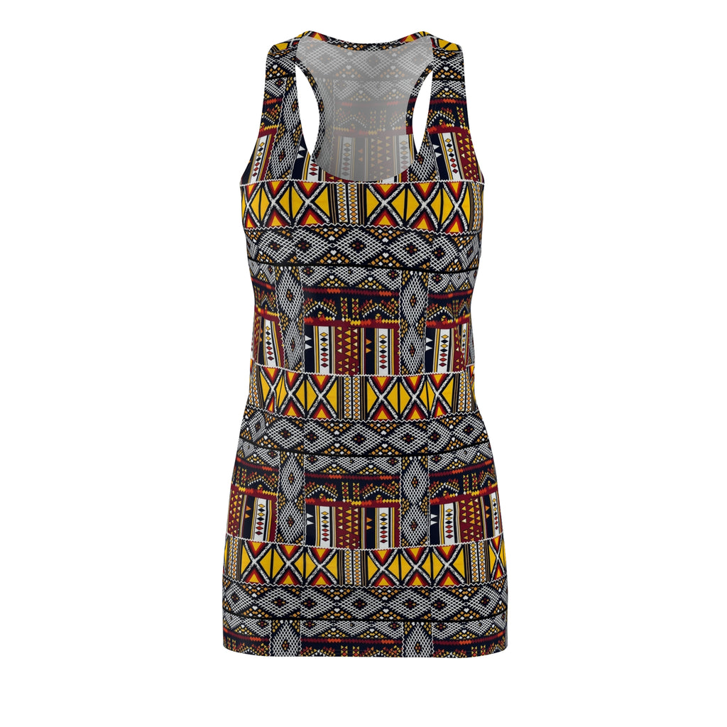 African Tribal Print Racerback Dress – Bold Geo Pattern AOP
