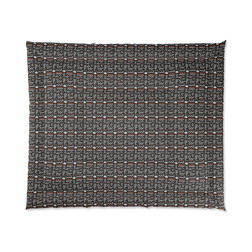 Geometric Slate Pattern Comforter – Modern Dark Grid Bedding