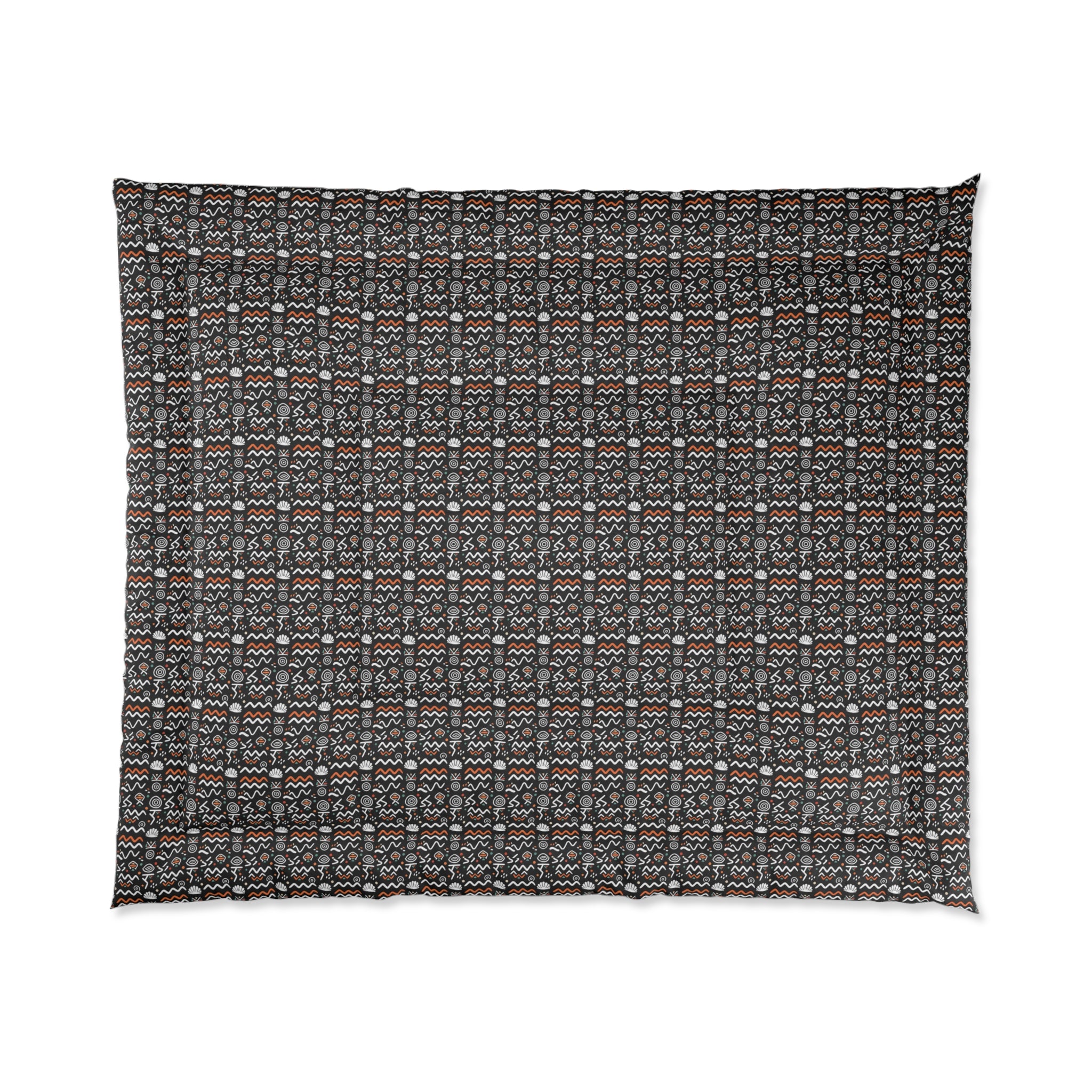 Geometric Slate Pattern Comforter – Modern Dark Grid Bedding