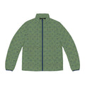 Men's Puffer Jacket — Green Spiral Geometric All-Over Print