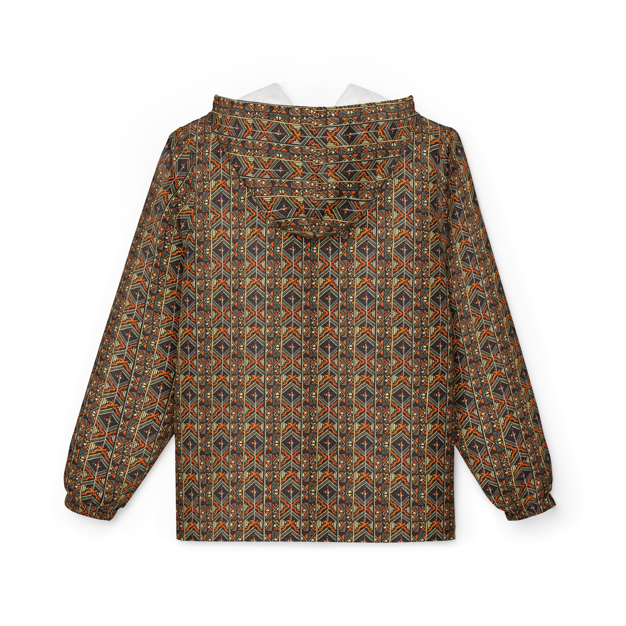 Windbreaker — Retro Boho Geometric Pattern Hooded Jacket