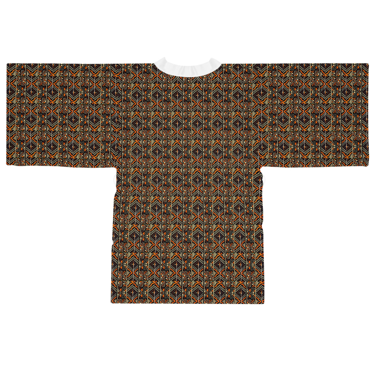 Boho Earthtone Pattern Long Sleeve Kimono Robe