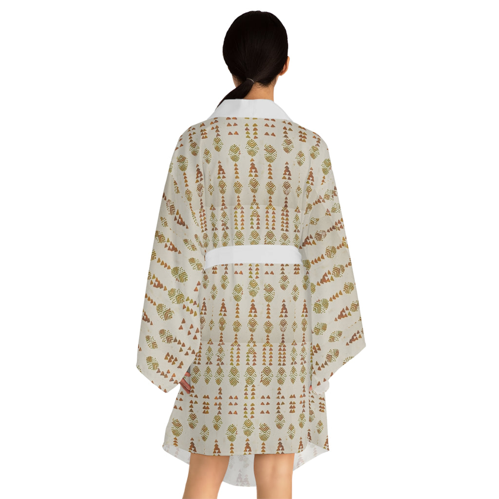 Boho Floral Kimono Robe — All-Over Print Long Sleeve Lounge Wrap