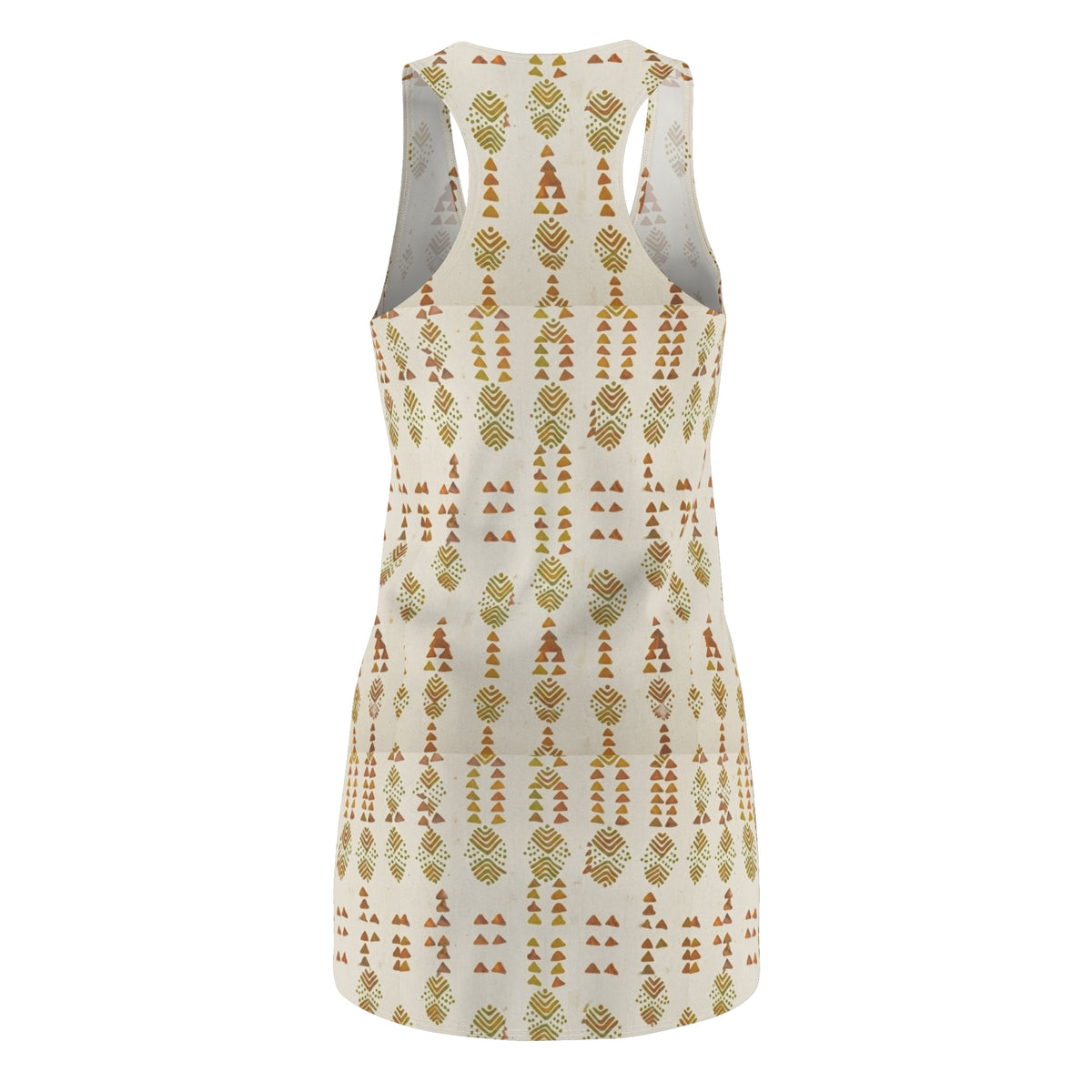 Boho Leaf Pattern Racerback Dress — Earthy Tribal AOP Sundress