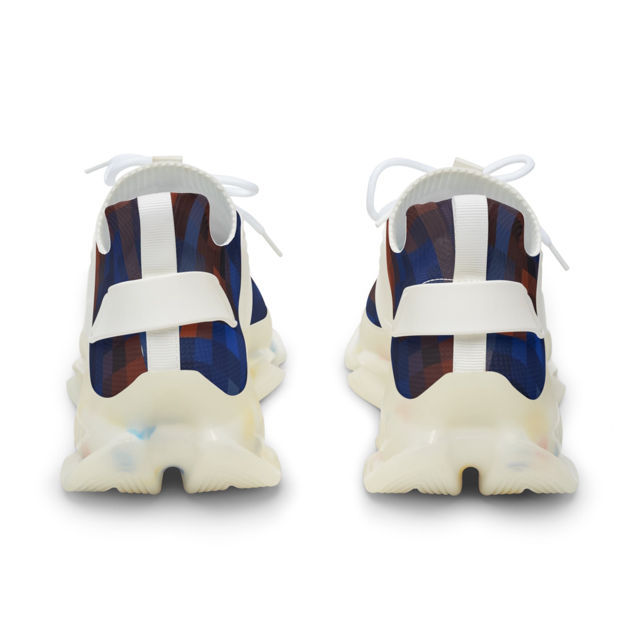 Men's Mesh Sneakers – Blue Red Plaid Athletic Shoes