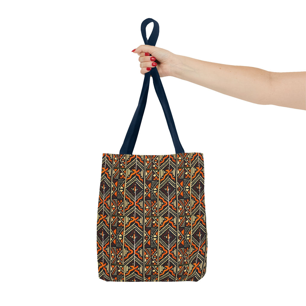 Tribal Geometric Tote Bag – Earthy Aztec Pattern All-Over Print