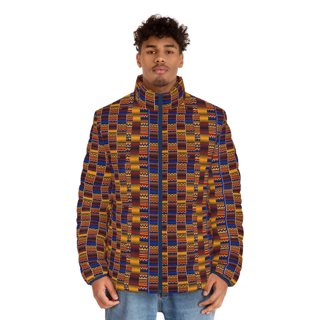 Puffer Jacket - Bold Kente Pattern All-Over Print