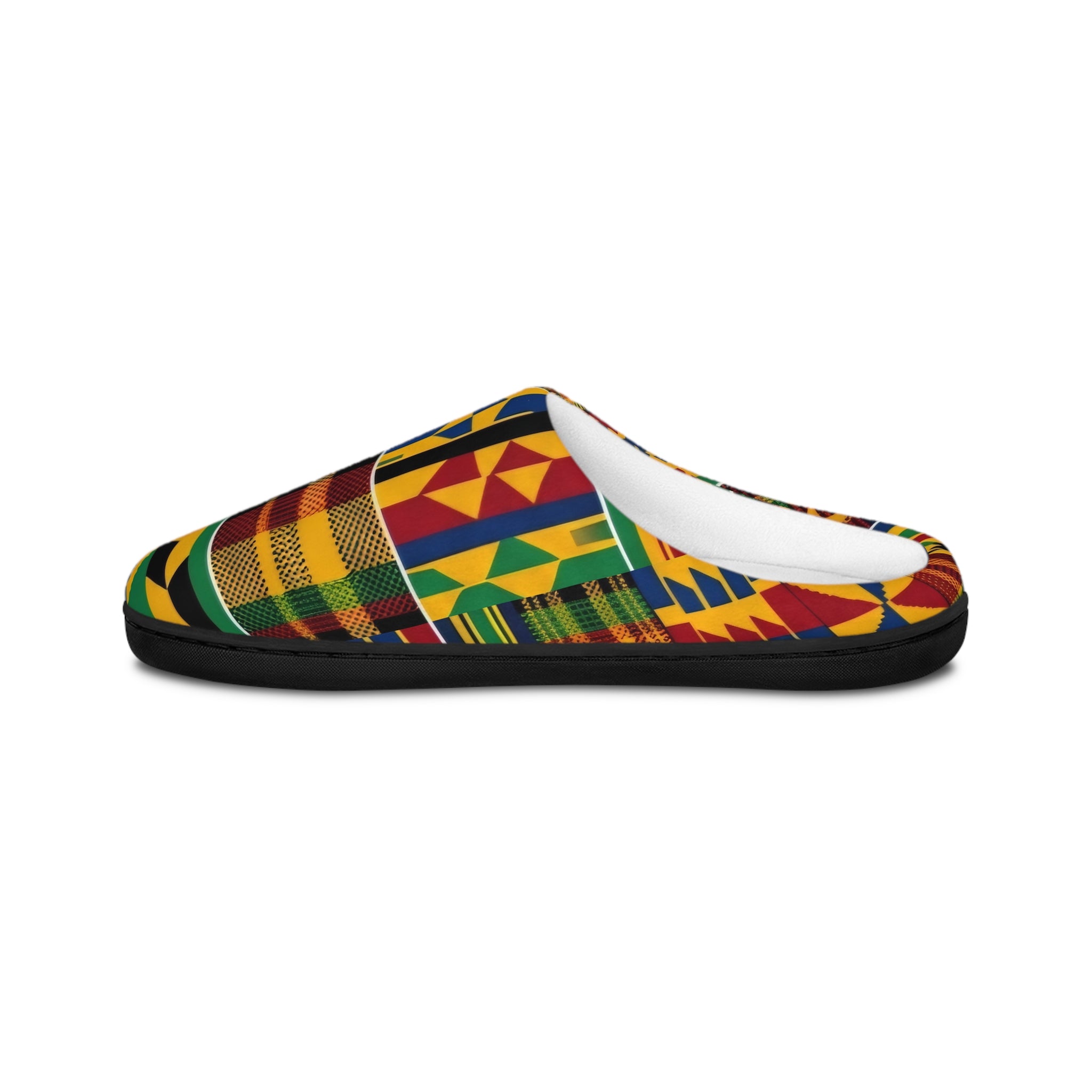 Kente Print Women's Indoor Slippers — Colorful African Pattern Cozy House Shoes
