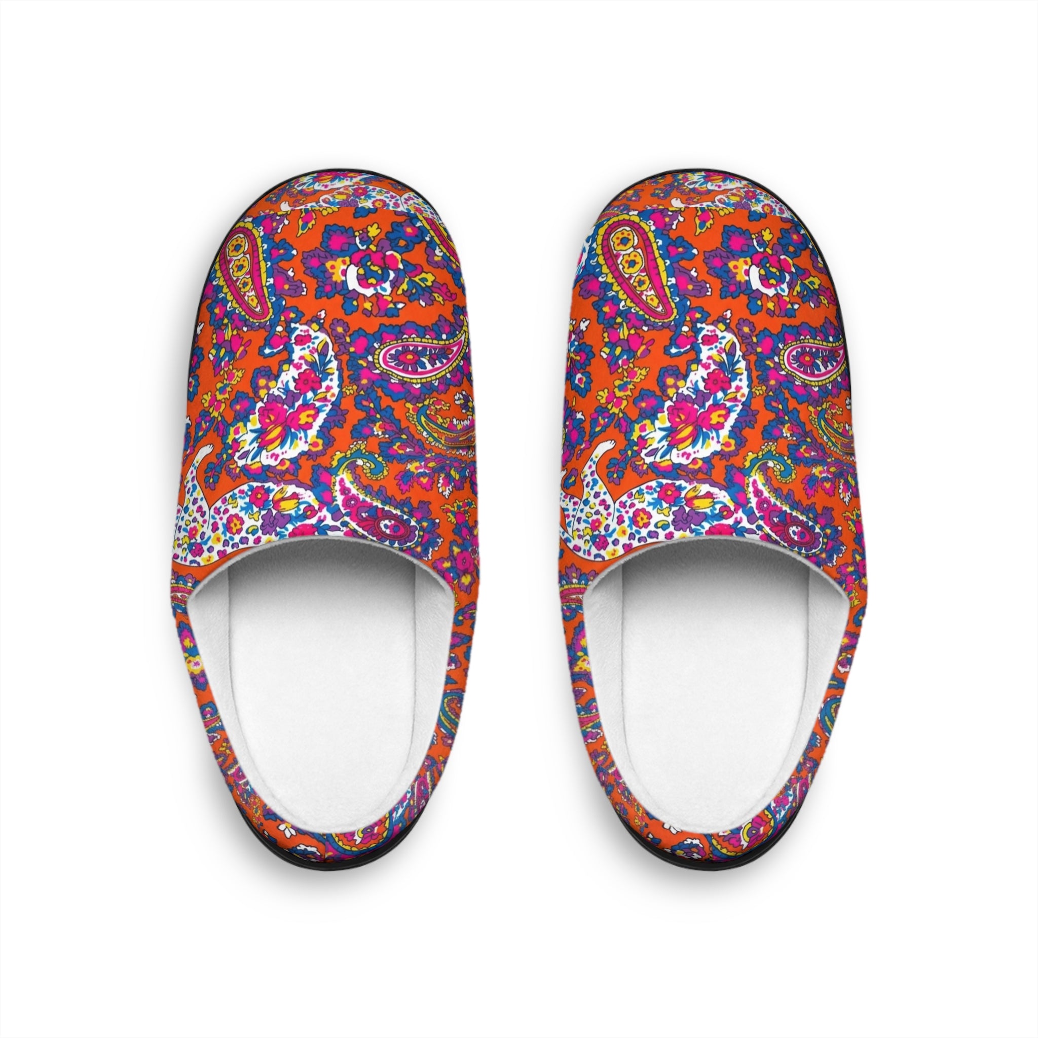 Women's Paisley Slippers - Colorful Boho Indoor Cozy Slip-On