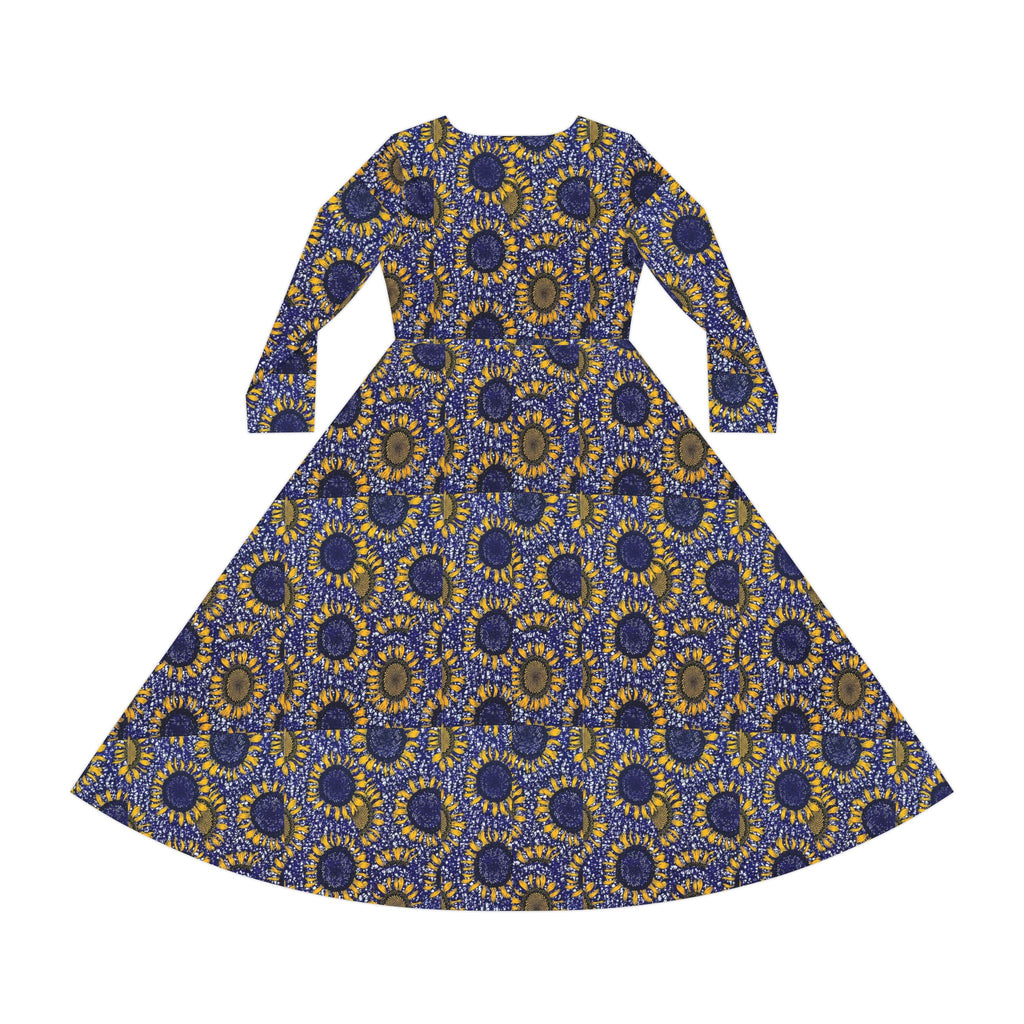 Floral Sunburst Dance Dress — Long Sleeve AOP Maxi