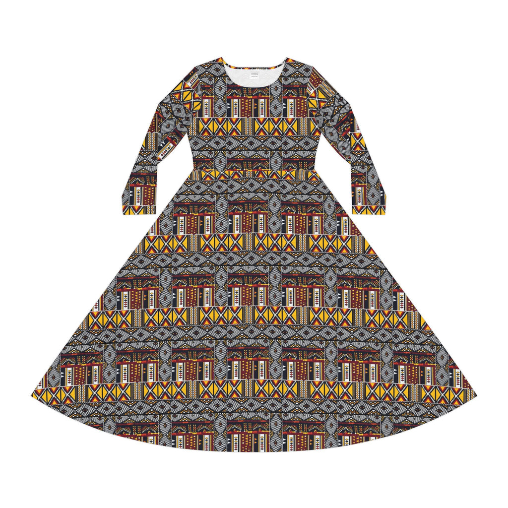 Aztec Pattern Long-Sleeve Dance Dress