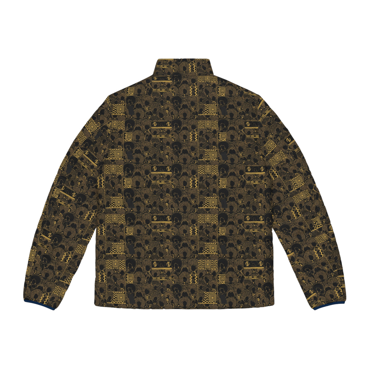 Men's Puffer Jacket — Vintage Gold Patterned All-Over Print