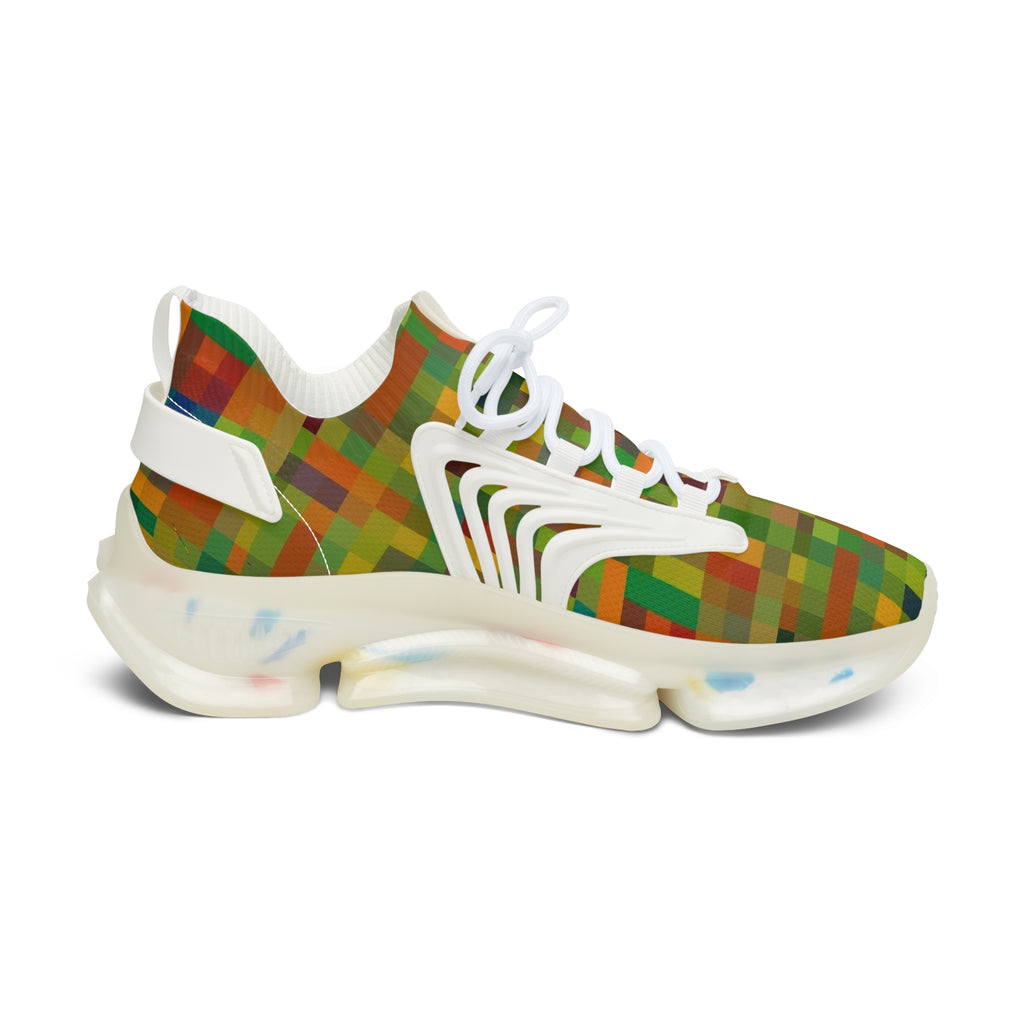 Women’s Mesh Sneakers — Retro Pixel Plaid Athletic Shoes