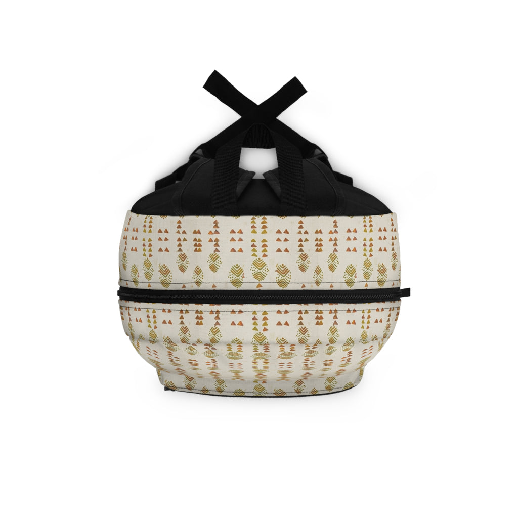 Boho Earthtones Pattern Backpack — Neutral Tribal Print School & Travel Bag